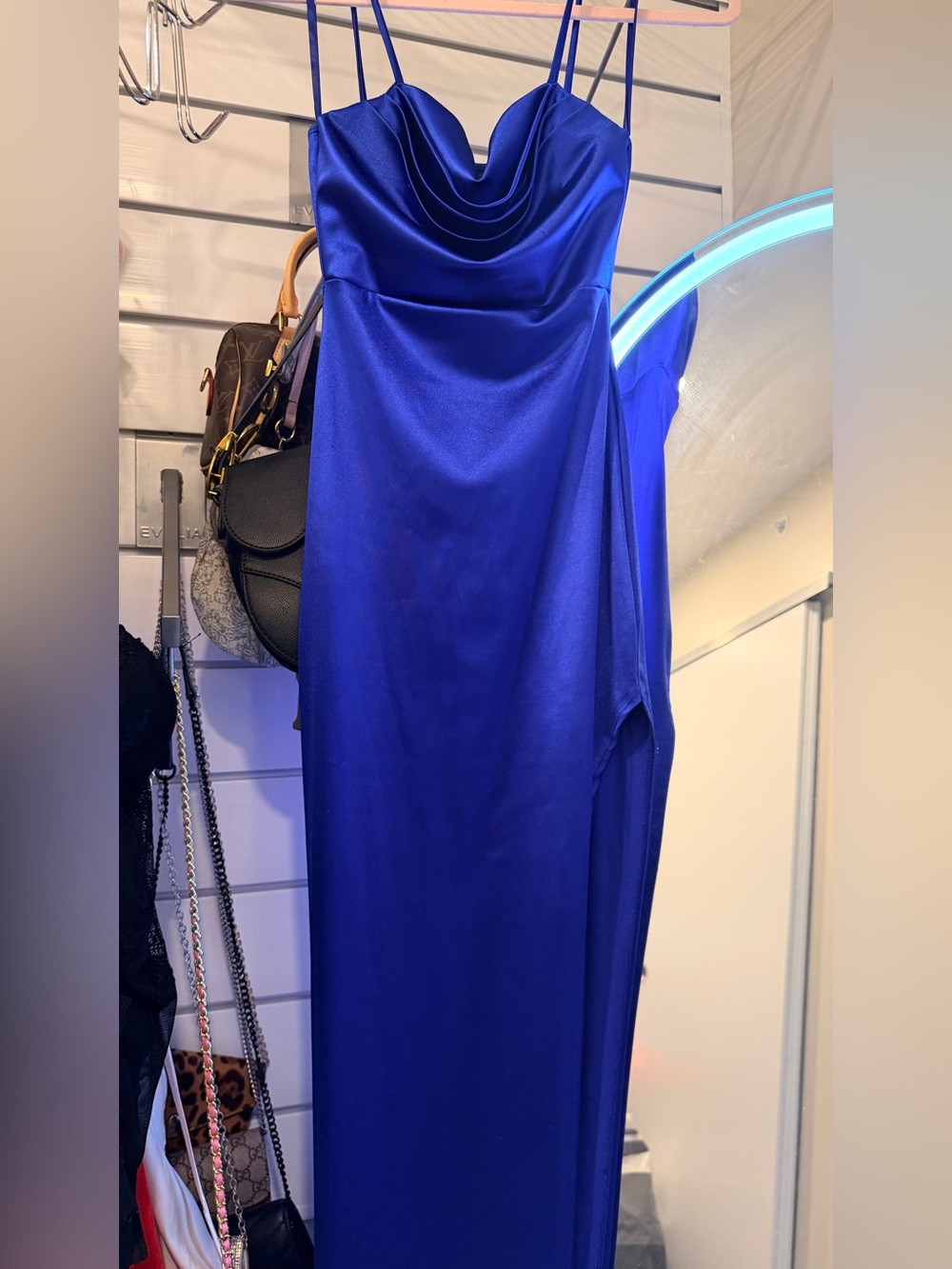 Windsor One-Shoulder Cobalt Blue Satin Gown